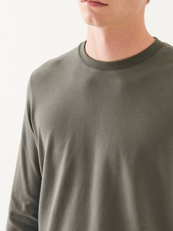 Pima Cotton Brushed Long Sleeve Tee - Thyme-Patrick Assaraf-Over the Rainbow