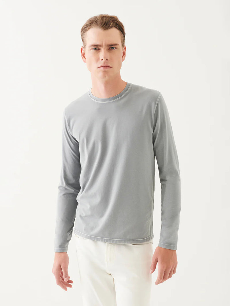 Pima Cotton Vintage Wash Long Sleeve Tee - Grey Mist Mélange