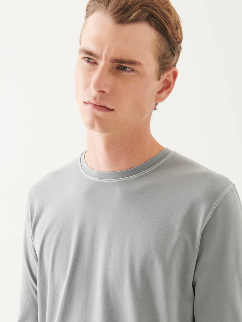 Pima Cotton Vintage Wash Long Sleeve Tee - Grey Mist Mélange