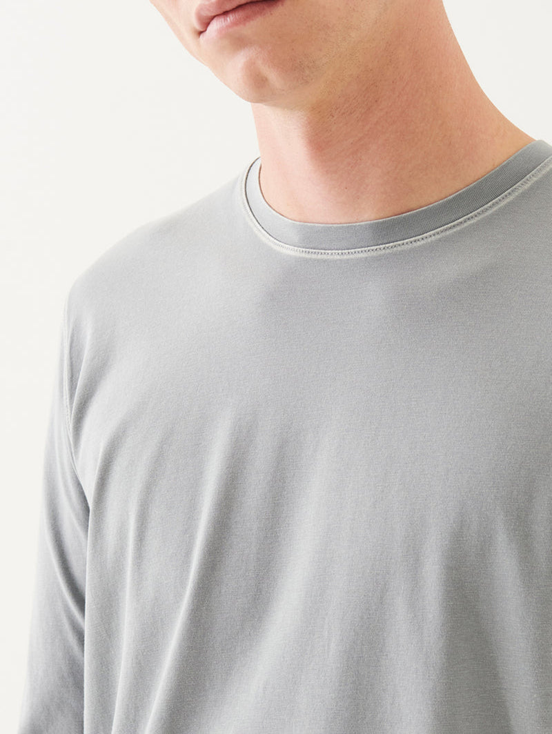 Pima Cotton Vintage Wash Long Sleeve Tee - Grey Mist Mélange