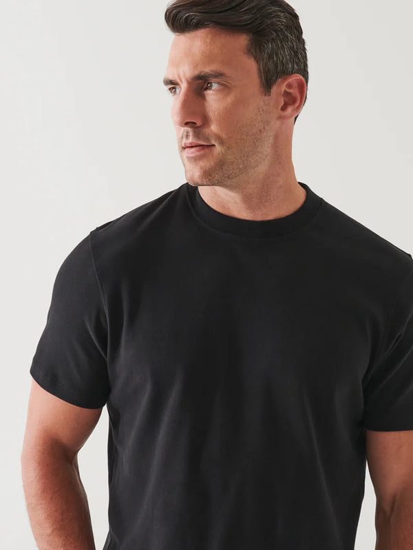 Pima Stretch Brushed T-Shirt - Black-Patrick Assaraf-Over the Rainbow