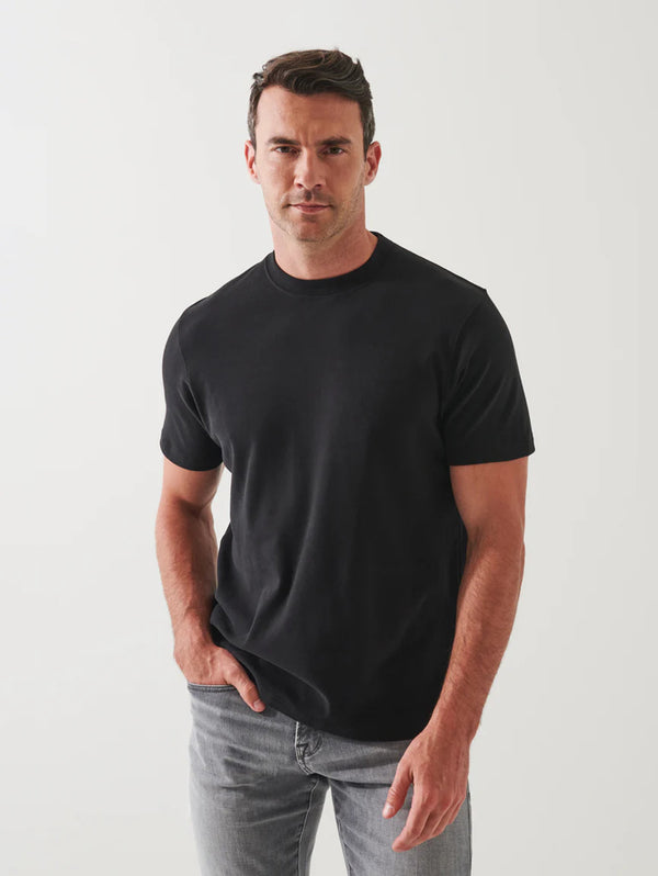 Pima Stretch Brushed T-Shirt - Black-Patrick Assaraf-Over the Rainbow