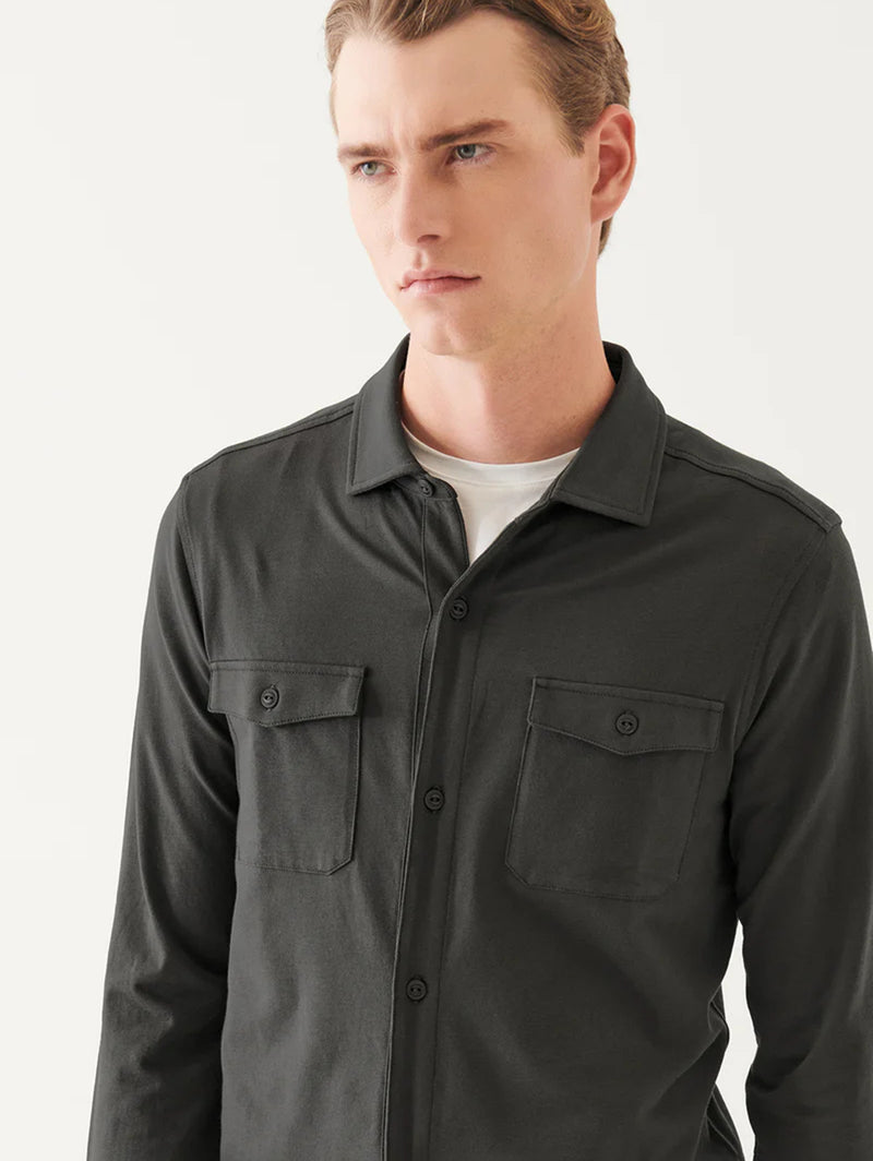 Pima Cotton Stretch Overshirt - Ink