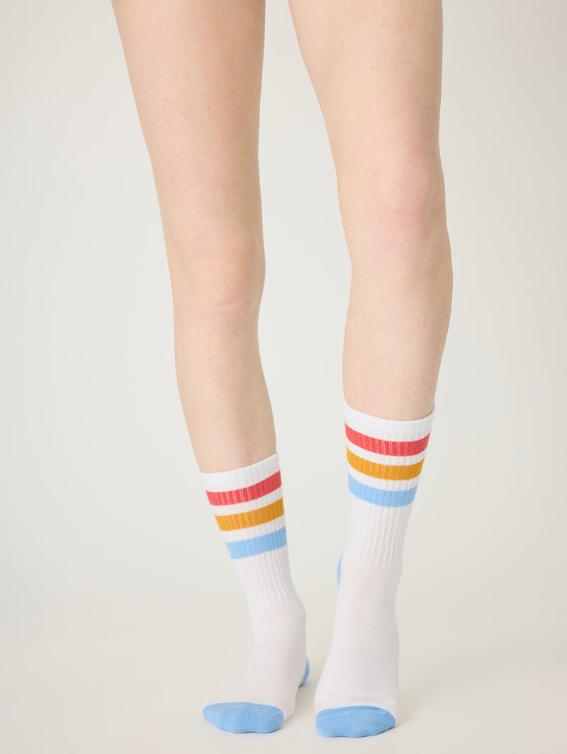 Maritime Lounge Crew Sock - White-PJ Salvage-Over the Rainbow