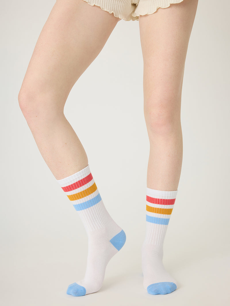 Maritime Lounge Crew Sock - White-PJ Salvage-Over the Rainbow