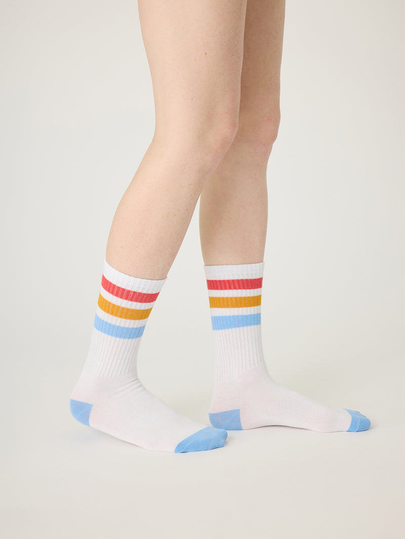 Maritime Lounge Crew Sock - White-PJ Salvage-Over the Rainbow