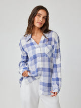 Oversized Shirt With Pocket - Pacific Blue Plaid-Bella Dahl-Over the Rainbow