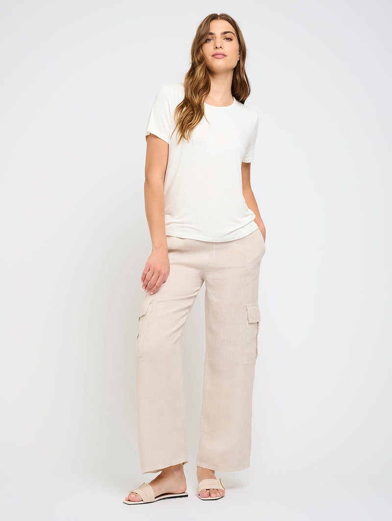 Linen Cargo Pant - Beige-PISTACHE-Over the Rainbow