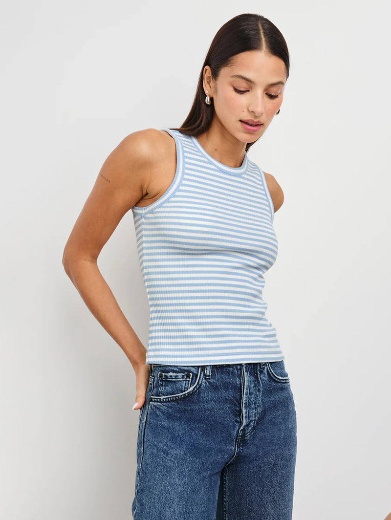 The Racer Tank - Chambray Blue Stripe-Rails-Over the Rainbow