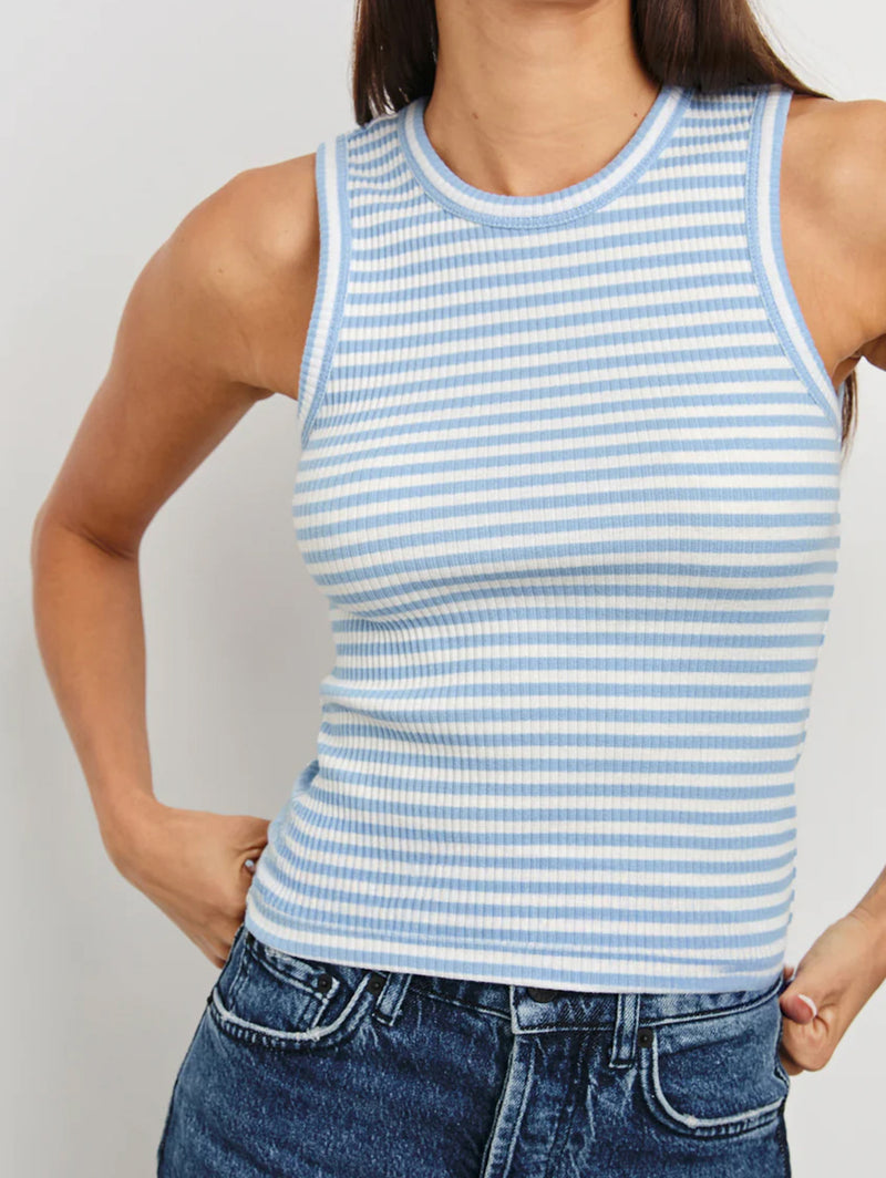 The Racer Tank - Chambray Blue Stripe-Rails-Over the Rainbow