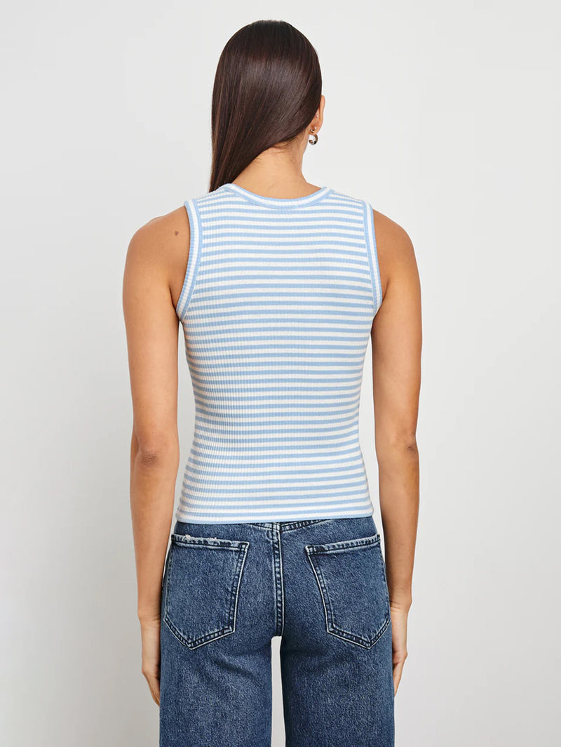 The Racer Tank - Chambray Blue Stripe-Rails-Over the Rainbow