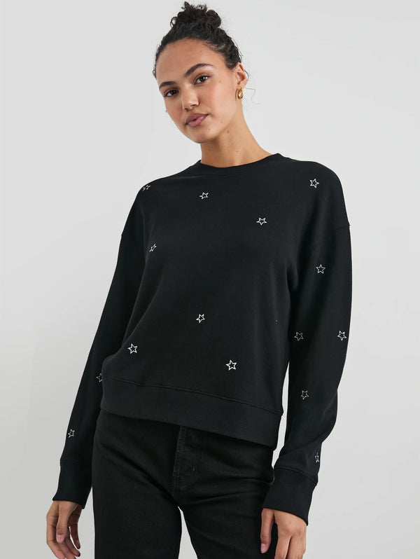 Ramona Sweatshirt - Black Silver Star Embroidery-Rails-Over the Rainbow