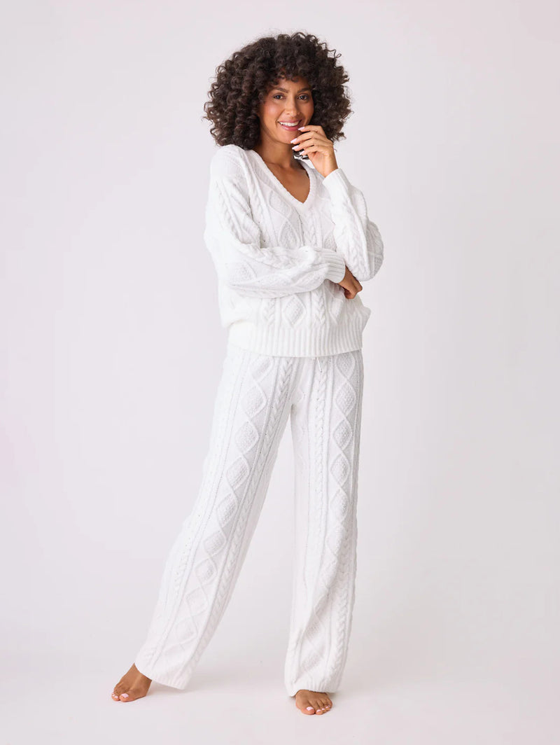 Cable Crew Lounge Sweater - Ivory-PJ Salvage-Over the Rainbow