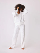 Cable Crew Lounge Sweater - Ivory-PJ Salvage-Over the Rainbow