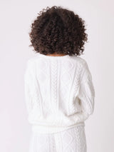 Cable Crew Lounge Sweater - Ivory-PJ Salvage-Over the Rainbow