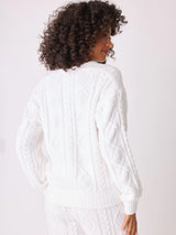 Cable Crew Lounge Sweater - Ivory-PJ Salvage-Over the Rainbow