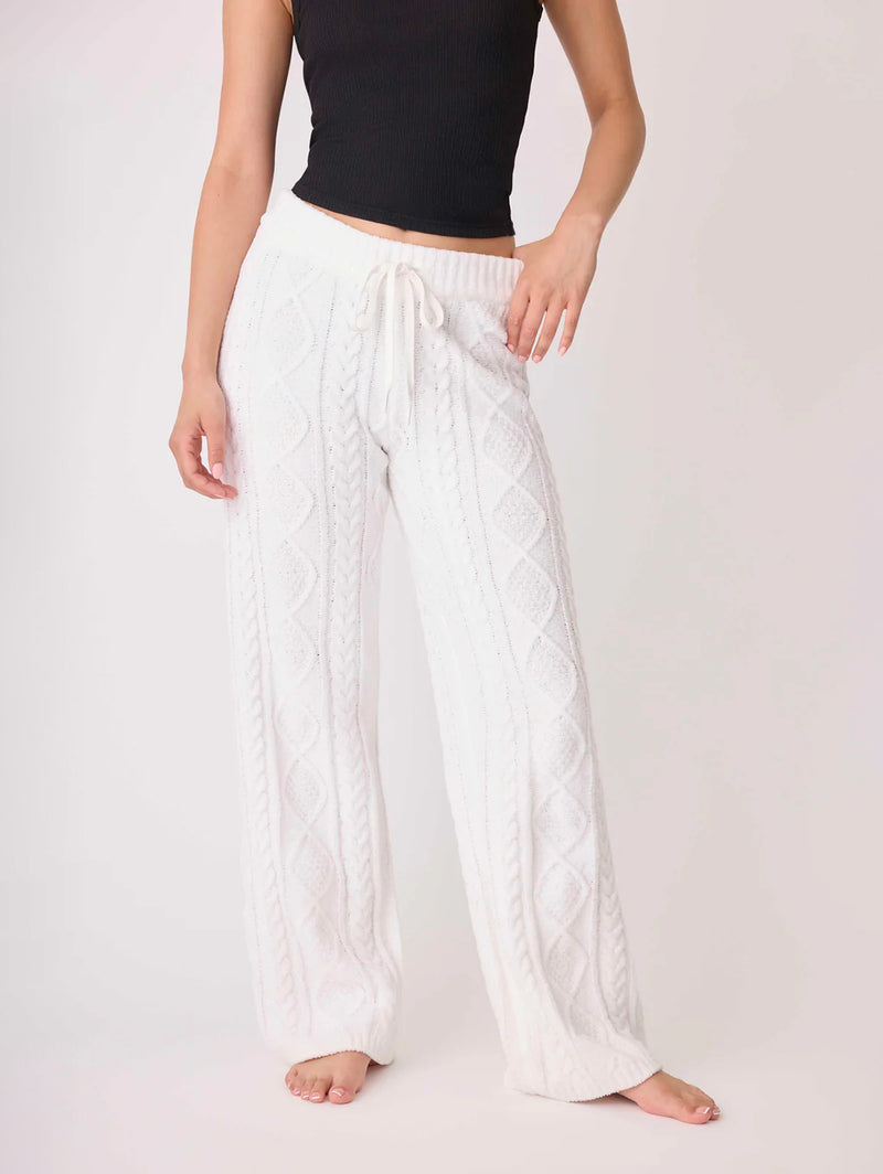 Cable Crew Lounge Pants - Ivory-PJ Salvage-Over the Rainbow