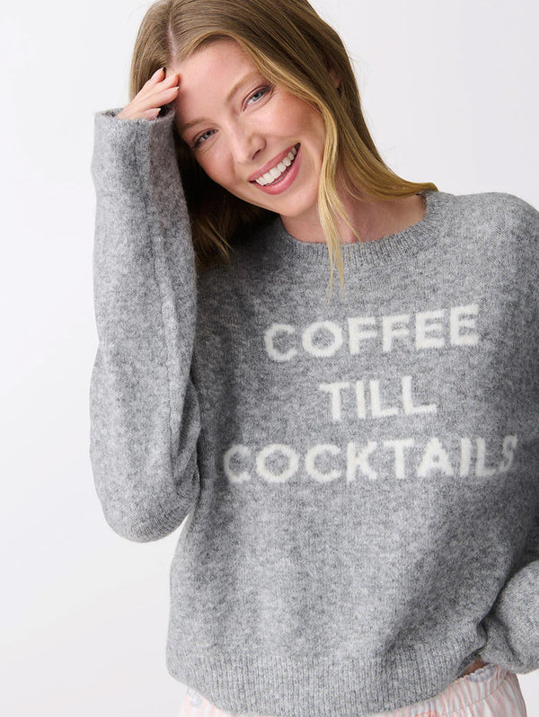 Coffee Till Cocktails Sweater - Frost Grey