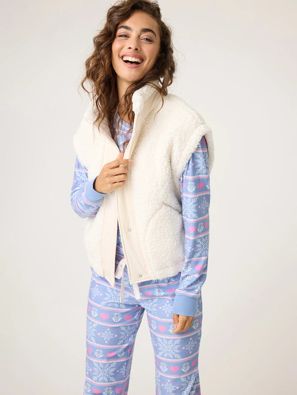 Campfire Cozy Sherpa Vest - Ivory-PJ Salvage-Over the Rainbow