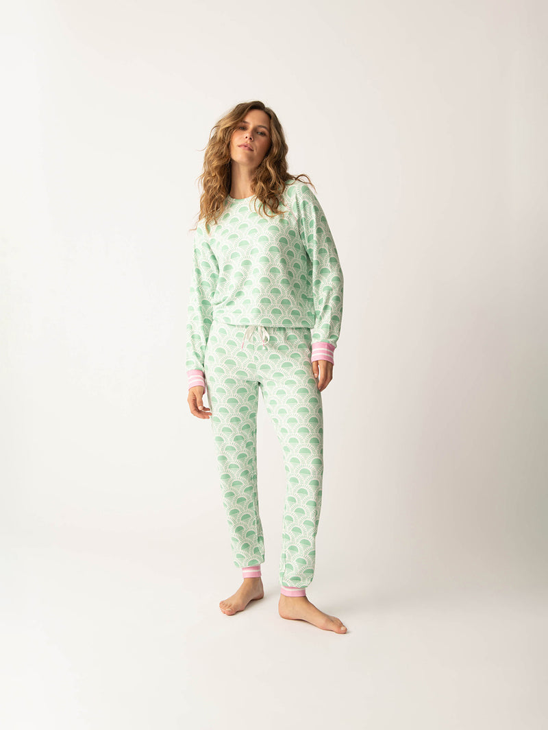 Peachy Party Courtside PJ Set - Spring Green-PJ Salvage-Over the Rainbow