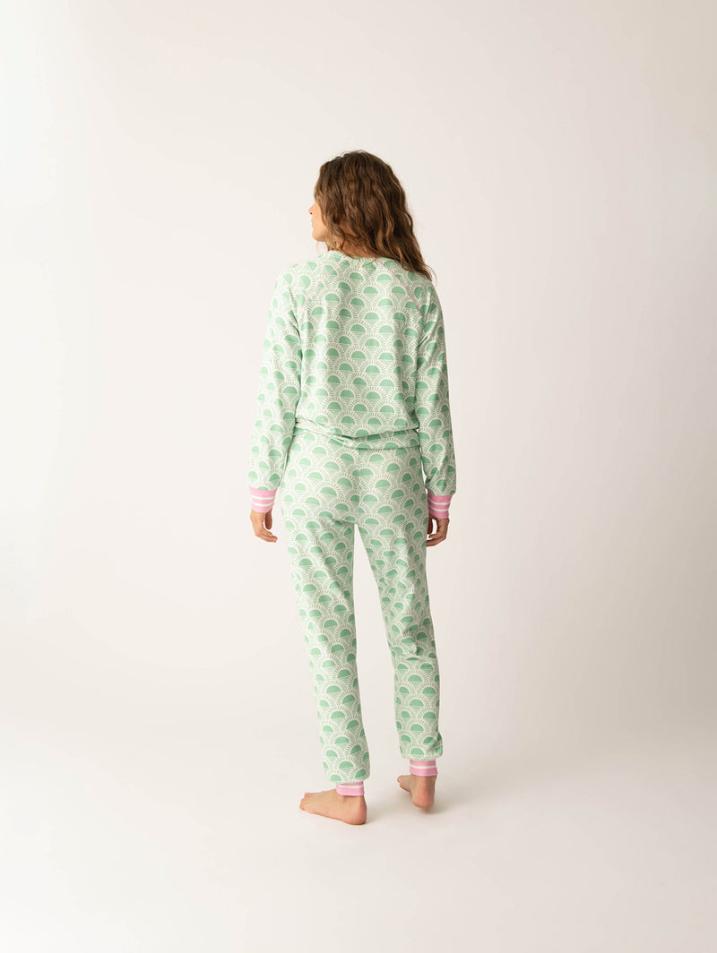 Peachy Party Courtside PJ Set - Spring Green-PJ Salvage-Over the Rainbow