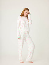 Peachy Party Courtside PJ Set - Ivory-PJ Salvage-Over the Rainbow