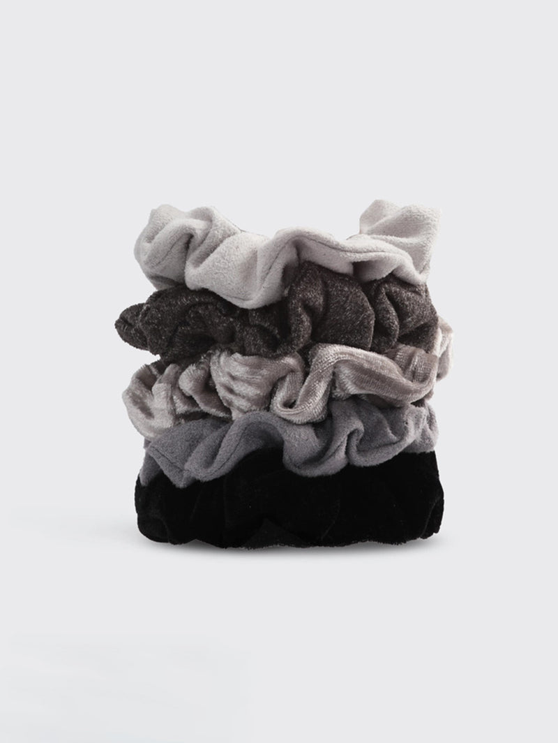 Velvet Scrunchies - Black and Grey-KITSCH-Over the Rainbow