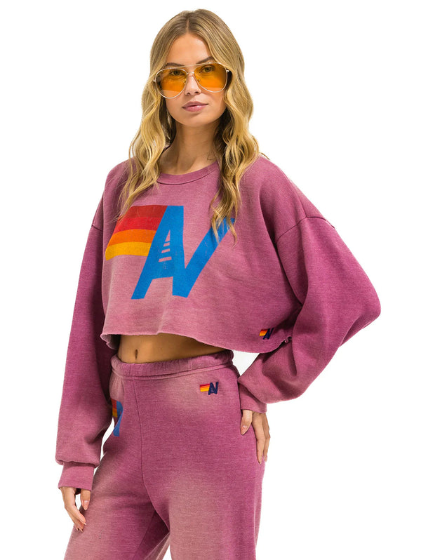 Vintage Logo Crop Crew Sweatshirt - Faded Berry