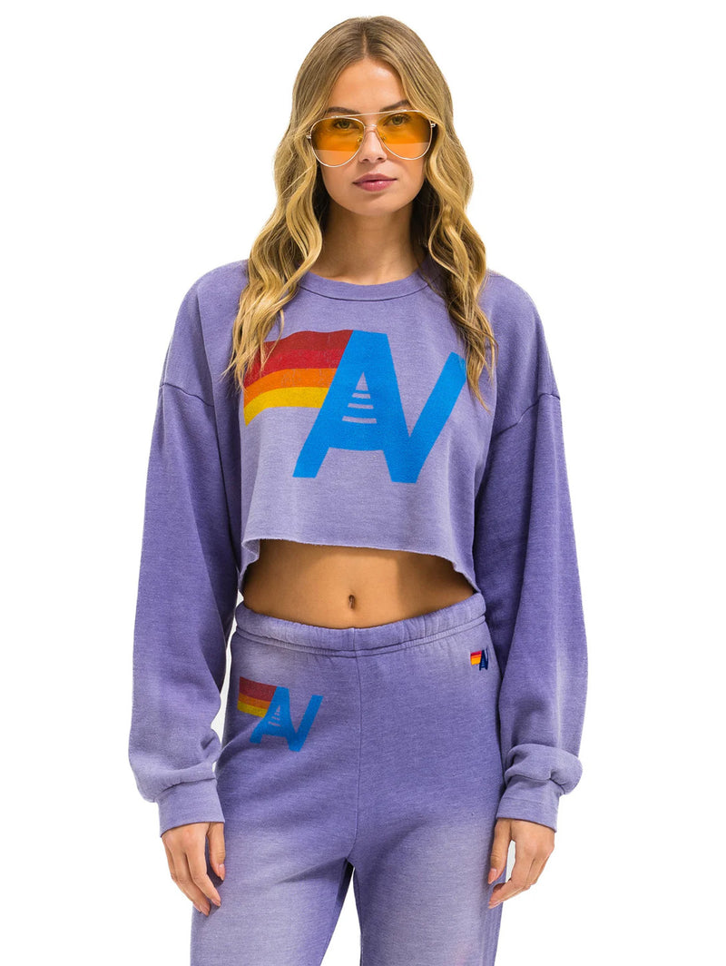 Vintage Logo Crop Crew Sweatshirt - Faded Grape-AVIATOR NATION-Over the Rainbow