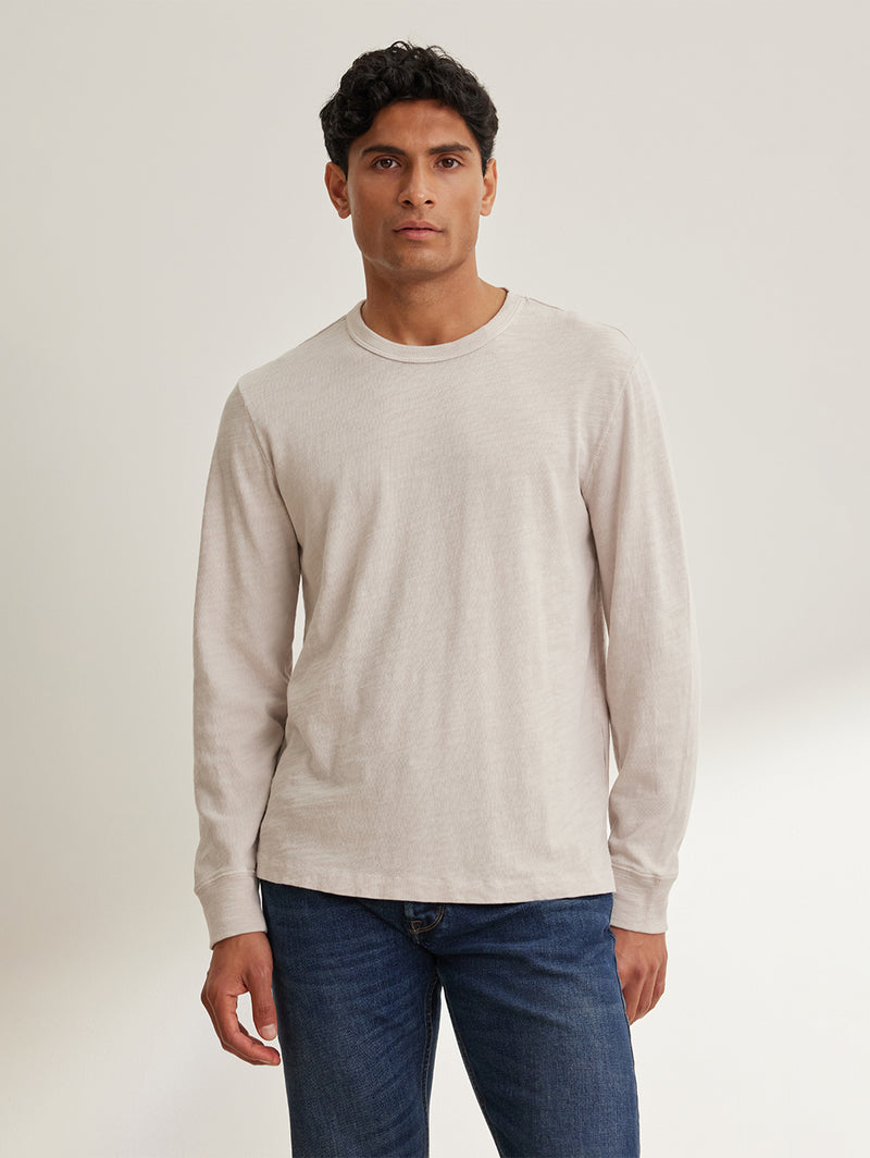 Stefano Cotton Slub Knit Tee - Cement