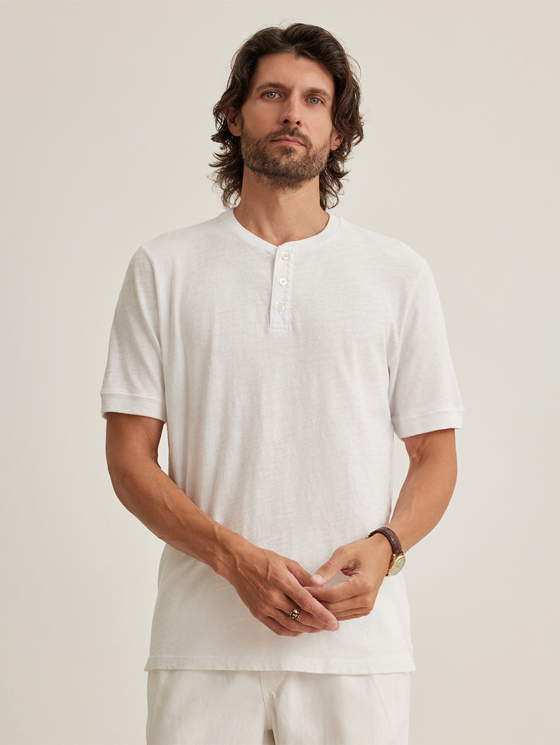 Vito Slub Henley Tee - White