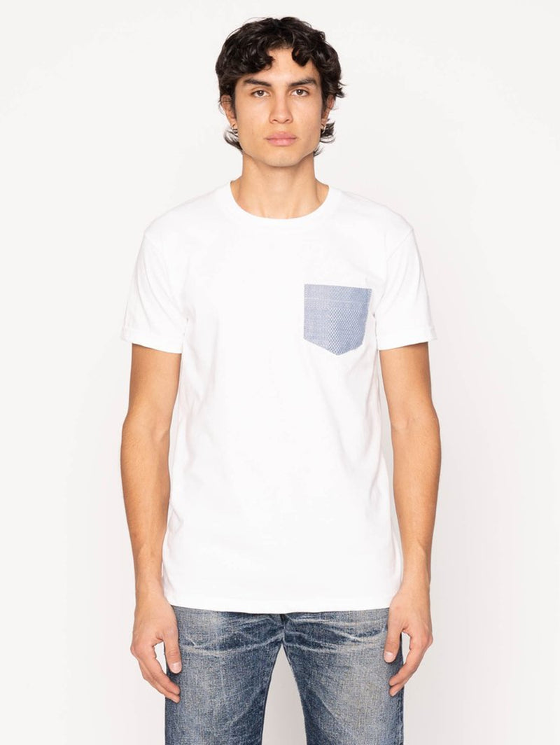 Contrast Pocket Tee - Dobby Patchwork White-Naked & Famous-Over the Rainbow