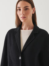 Oversized Single Breasted Wool Coat - Black-Patrick Assaraf-Over the Rainbow