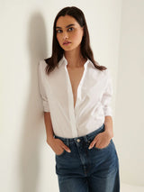 Long Sleeve Cotton Relaxed Shirt - White
