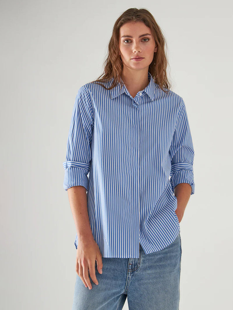 Cotton Stripe Shirt - Sailor