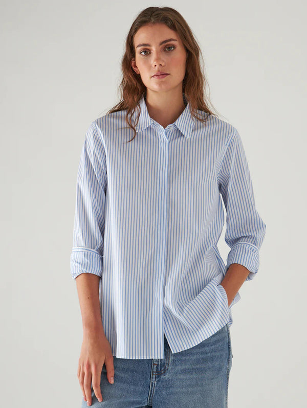 Cotton Stripe Shirt - Pool-Patrick Assaraf-Over the Rainbow