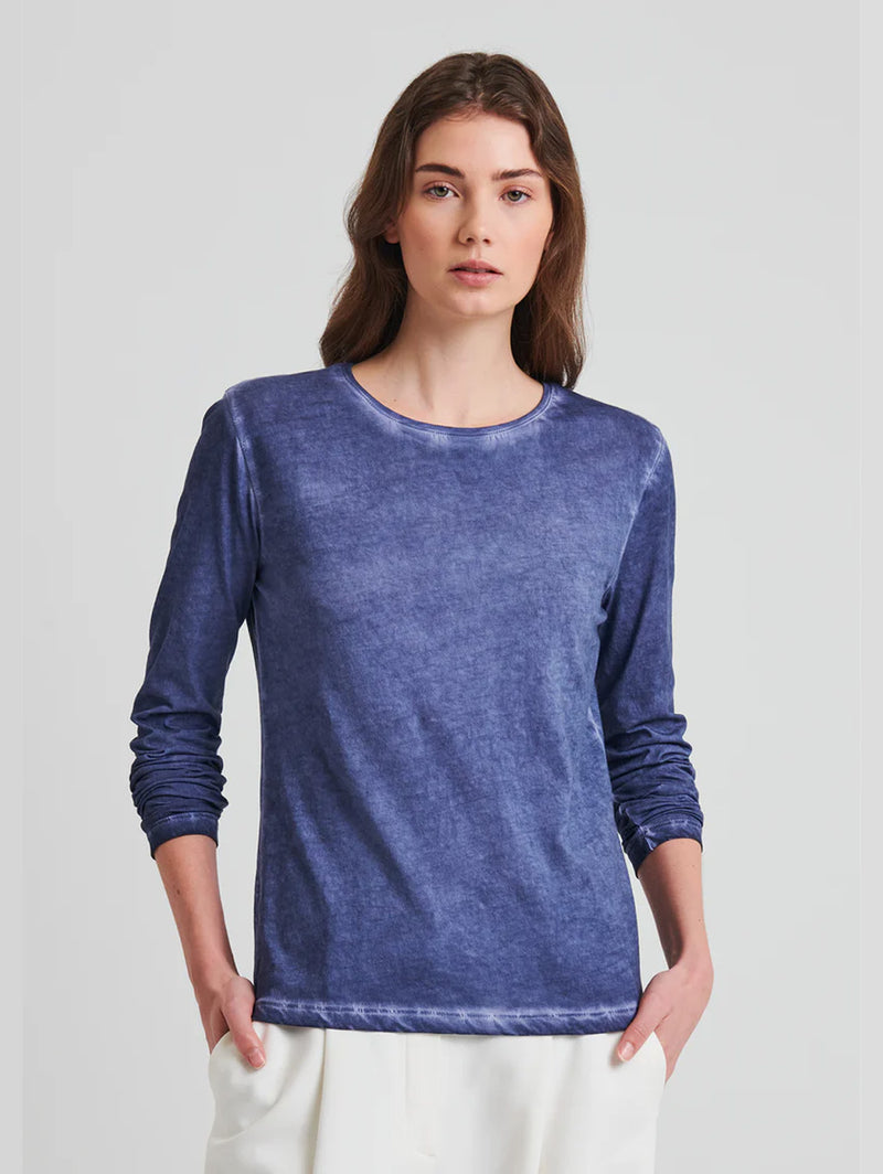 Long Sleeve Pima Sublime Crew Tee - Blue Indigo-Patrick Assaraf-Over the Rainbow