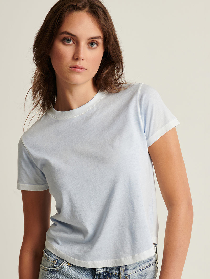 Reverse Spray Baby Tee - Powder Blue