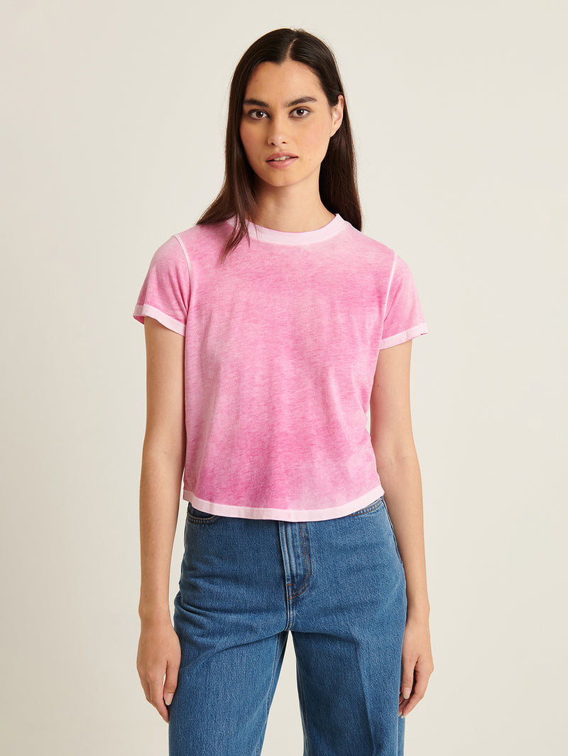 Reverse Spray Baby Tee - Fuchsia