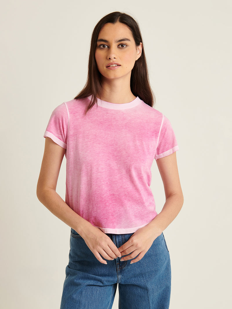 Reverse Spray Baby Tee - Fuchsia