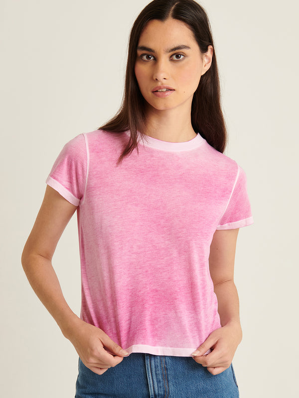 Reverse Spray Baby Tee - Fuchsia