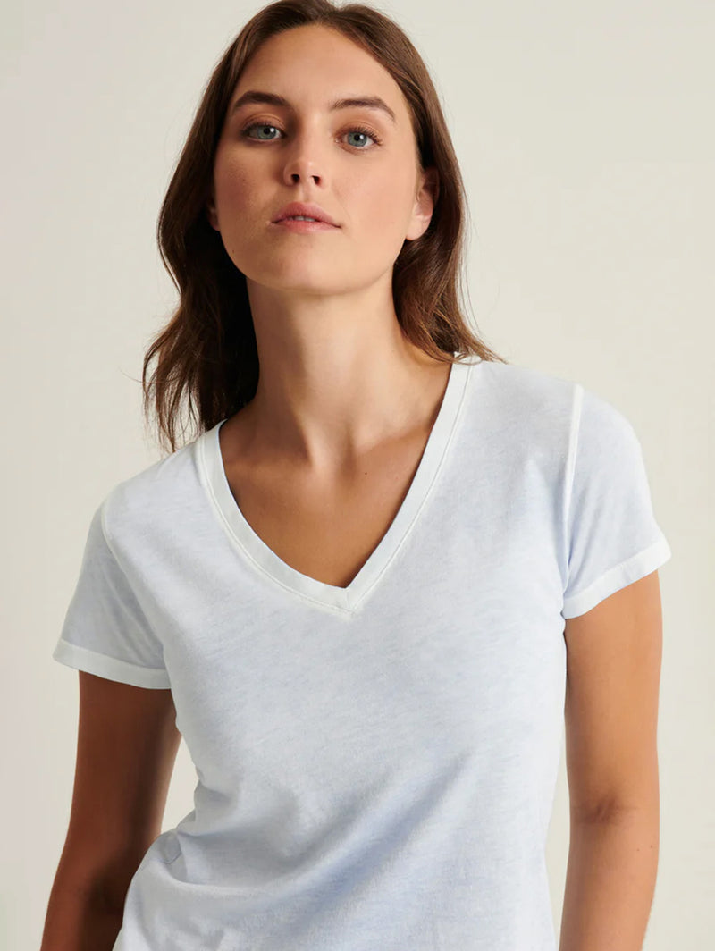 Reverse Spray Pima V Neck Tee - Powder Blue