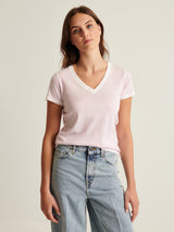 Reverse Spray Pima V Neck Tee - Sakura