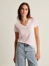 Reverse Spray Pima V Neck Tee - Sakura