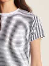 Pima Slim Striped Crew Tee - White