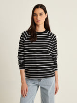 Pima Oversized Stripe Sweatshirt - Black