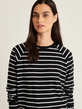 Pima Oversized Stripe Sweatshirt - Black