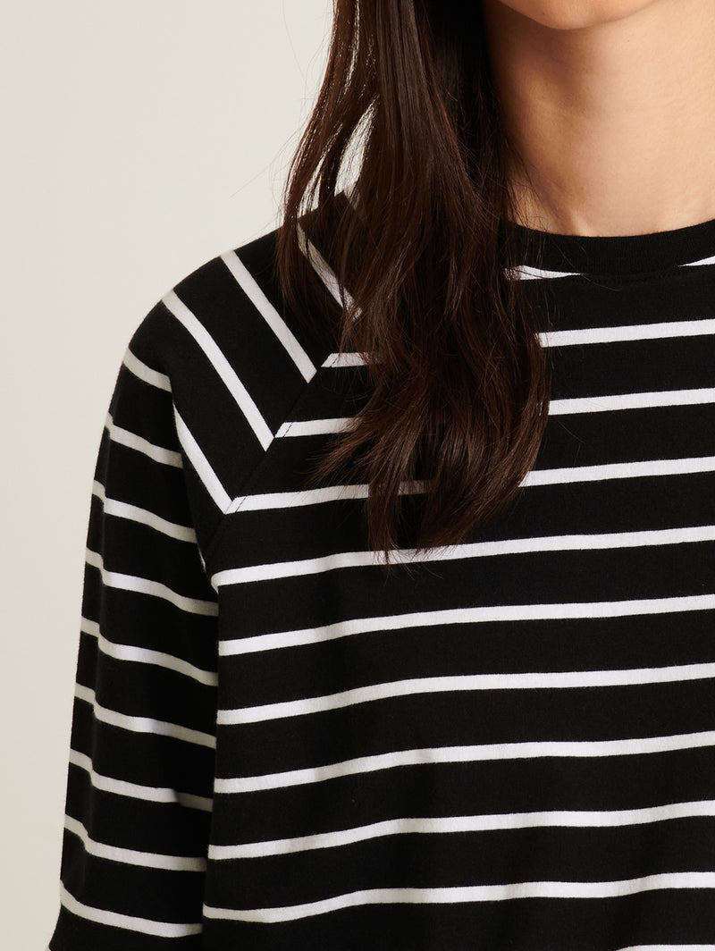 Pima Oversized Stripe Sweatshirt - Black