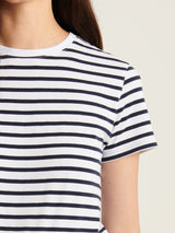 Short Sleeve Iconic Classic Stripe Crew Tee - White