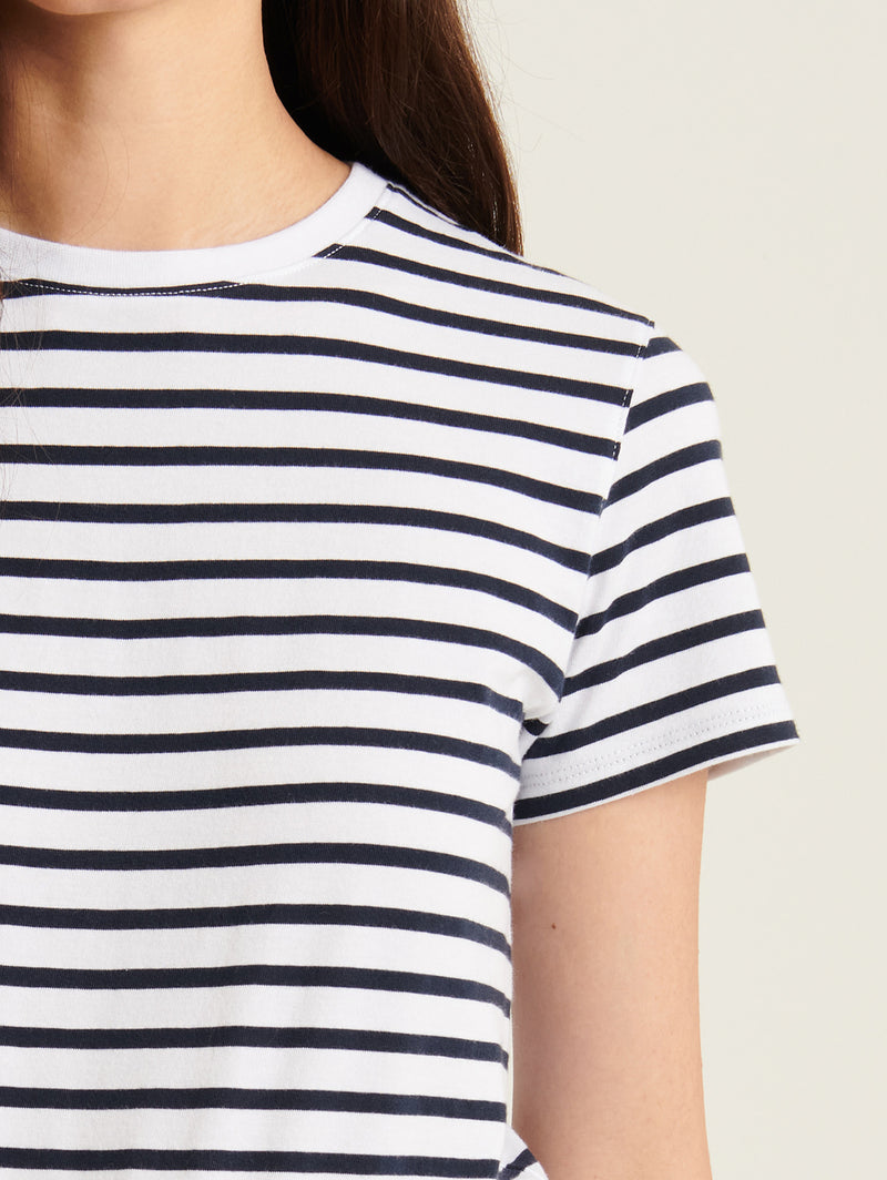 Short Sleeve Iconic Classic Stripe Crew Tee - White